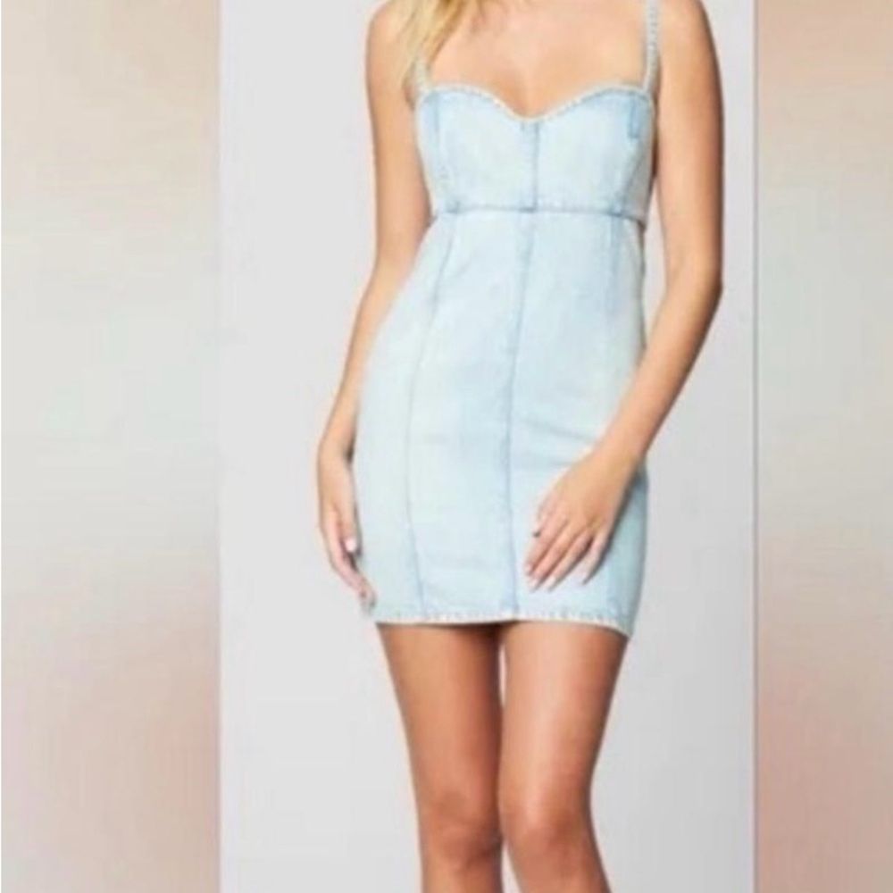 Blank NYC Blue Bodycon Mini Dress Sweetheart Neckline